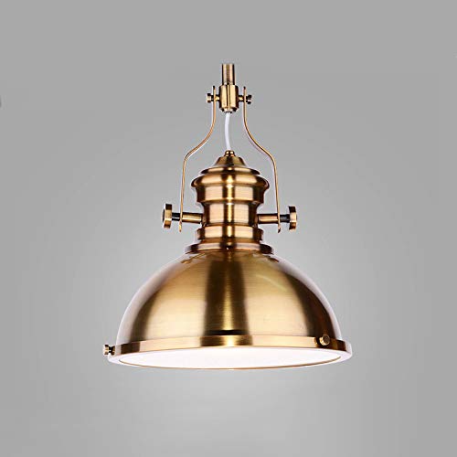 XINDAR Industrial Pendant Light, Polished Vintage Brass Finish Dome Shade