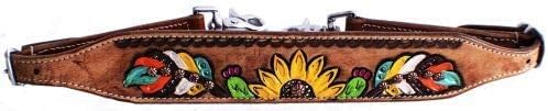 Showman Hand Painted Feather, Sunflower & Cactus Leather Wither Strap