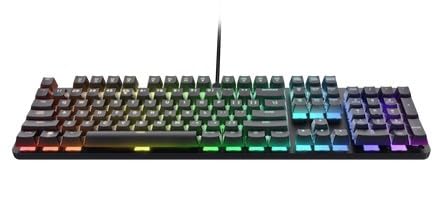 Trust GXT 871 Zora Teclado mecánico QWERTY EE.UU. con iluminación RGB, Interruptores Huano Lineal, Software Incluido, Anti-Ghosting N-Key Rollover USB programable Gaming Keyboard PC portátil
