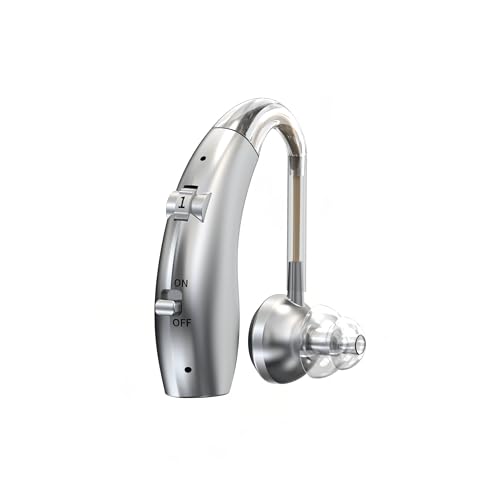 Image of Fastwell F25 Rechargeable Hearing Aid for Adults & Seniors, Behind-the-Ear Design, 30 Min Quick Charge, Noise Reduction, Single Ear With 6-Month Warranty (Silver)