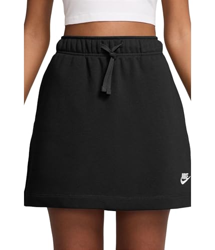 Nike Women's Sportswear Club Fleece Mid-Rise Skirt, Black/White