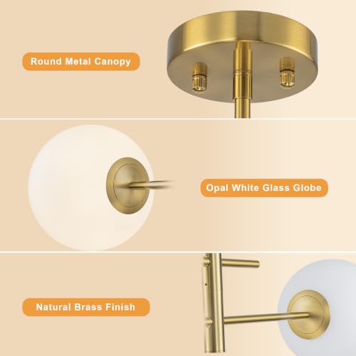 Image of Modern Milk Glass Globe Linear Chandelier, 37.40 inch 2-Lights Gold