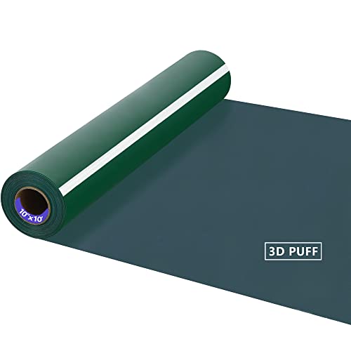 Image of RENLITONG 3D Puff HTV Rolls Heat Transfer Vinyl - 12 inch x 10ft Iron on Vinyl for Heat Press T-Shirt for All Cutter Machine Heat Transfer Design (10ft, 3D Puff Green)