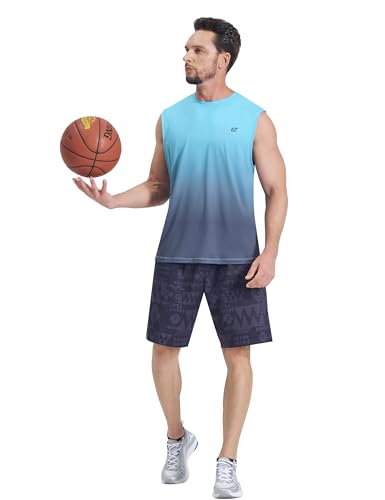 Image of EZRUN Men's Workout Sleeveless Shirts Quick Dry Muscle Swim Shirt Gym Fitness Running Beach Tank Tops