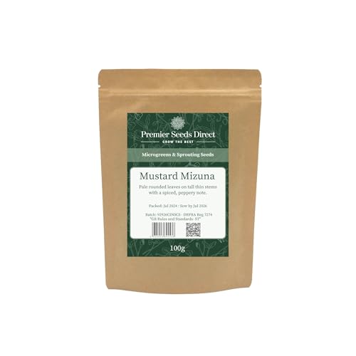 PREMIER SEEDS DIRECT - MICROGREEN Seeds - Mustard MIZUNA (100 Grams)