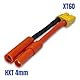2 Stück Premium Adapter XT60 Stecker Female auf 2Pin 4mm HXT Buchse 5cm 12AWG Kabel Adapterkabel Hochstrom für Lipo Akku von Modellbau