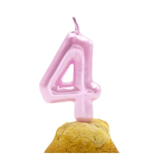 CABLEPELADO - Vela cumpleaños - celebracion - sin toxicos - sin humo - Numero de Tarta - fácil colocación - Número 4 - Rosa Claro