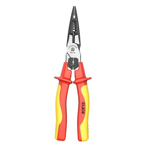 LAOA 1000V Insulated Multifunctional Pliers,Needles Nose Pliers,Wire Cutter, Stripper, Crimper with 60CR-V Steel Heavy Duty Electrician Tool for Auto Repair, Electronics & Tight Spaces