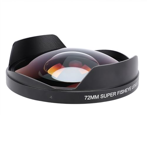 XUMIUZIY 72MM 0.3X Fisheye Lens for Camera, Professional 180° Wide Angle Fisheye Lens with Hood, 35mm-100mm Focal Length, 72mm Thread Mount, Anti Reflective and Scratch
