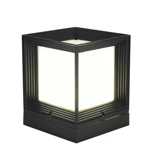 HZWJIA Outdoor Pillar Lamp 8.66 Inch Modern Hardwired Patio Pool Landscape Pillar Head Lamp Outdoor IP54 Rated Waterproof Bollard Lamp With Acrylic Lampshade Suitable For Villa Fence Park Fence Pillar