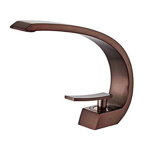 Wovier Oil Rubbed Bronze Bathroom Sink Faucet with Supply Hose,Unique Design Single Handle Single Hole Lavatory Faucet,Basin Mixer Tap Commercial,Coffee Red Wovier Oil Rubbed Bronze Bathroom Sink Faucet with Supply Hose,Unique Design Single Handle Single Hole Lavatory Faucet,Basin Mixer Tap Commercial,Coffee Red