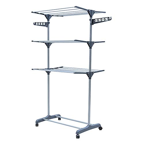 Amazon.co.jp : 多機能室内物干し 折り畳み 3段 キャスター付き 幅77cm