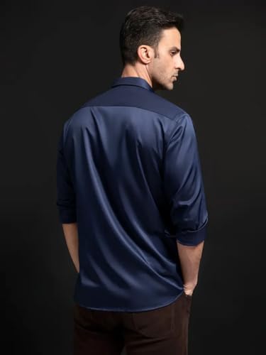 Image of IndoPrimo Men's Stylish Solid Satin Casual Shirt for Men Full Sleeve