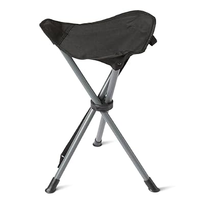 Amazon Basics Portable Camping Stool, Collapsible, Lightweight, for Hiking, Hunting, Fishing, Black