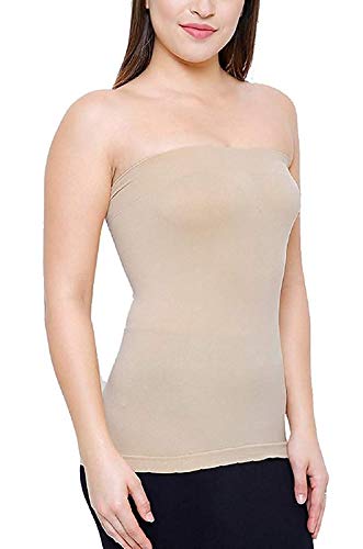 Image of Women's /Girl's Strapless Stretchable Long Bandeau Tube Top Camisole Free Size