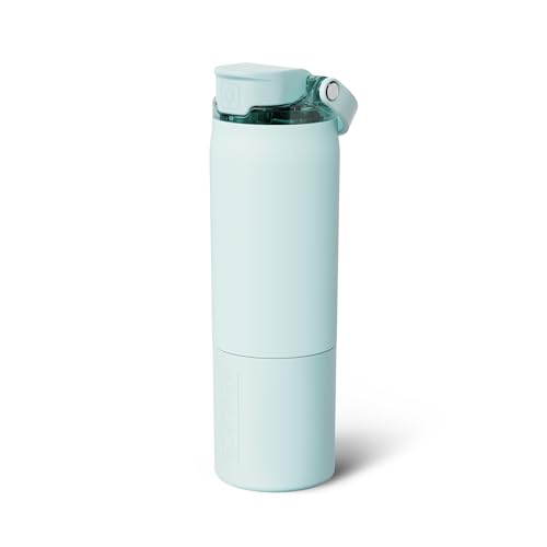 Image of BruMate Rise 25oz Water Bottle With 100% Leakproof Covered Silicone Straw | Insulated Stainless Steel Water Bottle | Cup-Holder Friendly | Fast Flow | Soft Sip Silicone Spout | BPA-Free (Blue Agave)