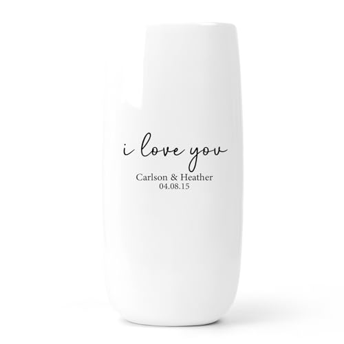 Personalized Ceramic Vase, Custom Gift for Couple, Unique Wedding Anniversary