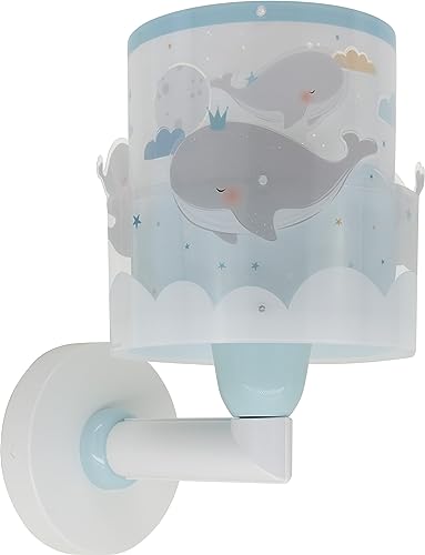 Dalber Lámpara aplique de pared infantil Ballenas Azul animales, 15W, 61179T