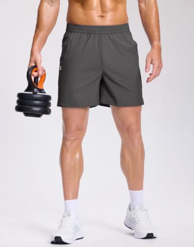 Image of GGJ Men's Lightweight Athletic Shorts with 2 Zipper Pockets 7 inch /9 inch /5 inch Gym Workout Running Quick Dry Tennis Shorts for Men