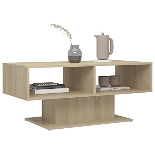Table basse chêne Sonoma robuste pour ranger et travailler dans son salon