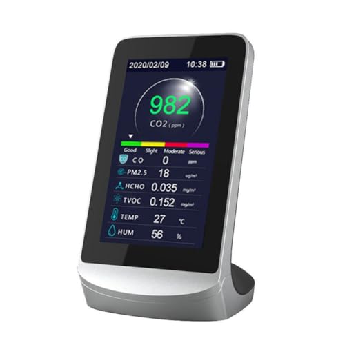 Lawnoval Detector de calidad del aire para medidor con sensor de temperatura y humedad Pfor M2.5 CO2 HCHO TVOC, en tiempo real para monitorear datos aplicación para uso industrial y doméstico