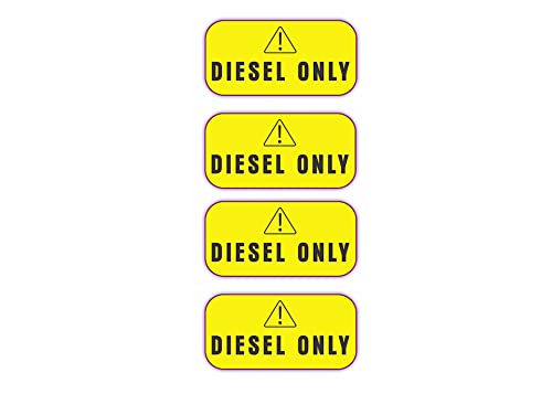 4 Pack Diesel Only Fuel Stickers (Yellow) 2” X 1” Inch | Small Commercial Super Thick Diesel Stickers For Cars, Trucks, Vans, Tractors, Storage Tanks, Semi, Rig, Construction And Heavy Equipment | Weather Proof, Laminated, Uv Fade Protected, Extreme Stick Decals Labels #TOP26