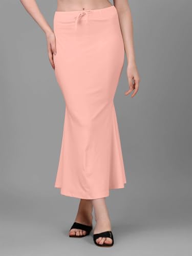 Image of Women's Saree Shapewear Petticoat, Cotton Blend Stretchable Mermaid Skirt, High Waist Tummy Control, Smooth Curve Fit with Adjustable Drawstring