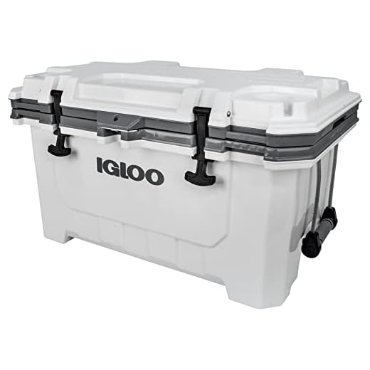 Igloo White IMX 70 Qt Lockable Insulated Ice Chest Injection Molded Cooler with Carry Handles