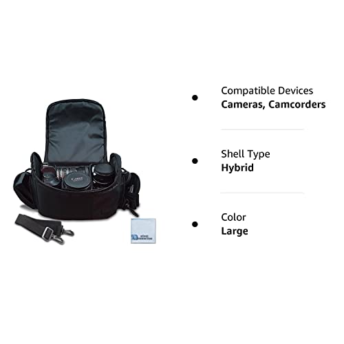 Deluxe Large Digital Camera / Video Padded Carrying Bag / Case For Nikon, Sony, Pentax, Olympus Panasonic, Samsung, And Canon Dslr Cameras & Ecostconnection Microfiber Cloth #TOP7