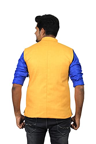 Image of PRAKASAM COTTON Men's Cotton Blend Nehru Jacket(Sleeveless wait coat)