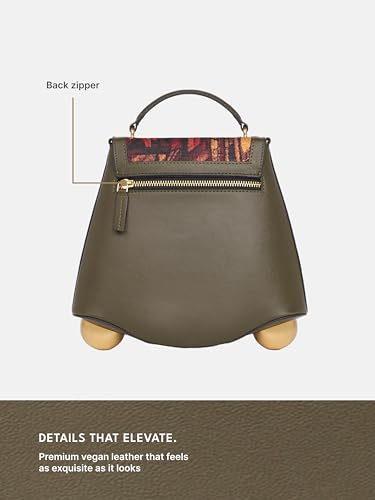 Image of ZOUK Women's Svara Sling Bag | Vegan Leather Bag | Crossbody + Top Handle with Adjustable Strap | Evening & Festive