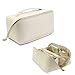 S-SNAIL-OO 2022 Upgrade Large-capacity Travel Cosmetic Bag, Women Pu Leather Waterproof Portable Cosmetic Bag with Handle, Storage Bag for Place Skin Care Products, Jewelry, Sundries. (White)