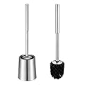 SOPRANNOMIN SUS304 Stainless Steel Toilet Brush and Holder Set Toilet Brush Case Cleaner for Toilet Bowl Bathroom Cleaning Brush Caddy Cepillo de Baño Brushed Stainless Silver