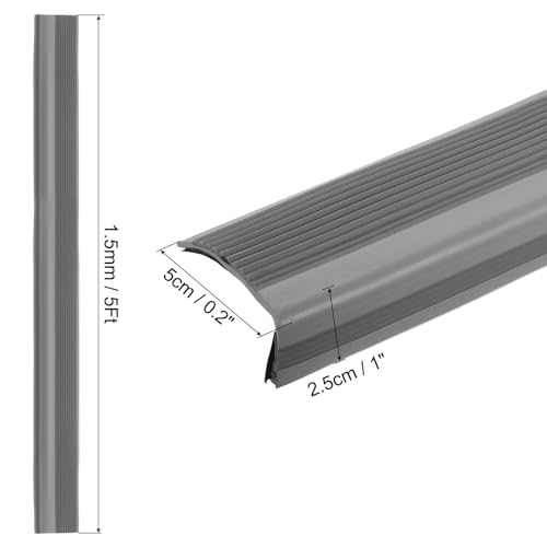 QUARKZMAN 5ft Treppenkantenprofil, 2,5 mm PVC Selbstklebender Treppenkanten-Schutz L-Form Treppenabschluss Treppenstufenkantenverkleidung für den Innen- und Außenbereich, Grau.