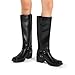 DREAM PAIRS Women's Square Toe Knee High Boots Motorcycle Riding Pull-on Fashion Long Biker Boots for Women,Size 9,Black,DWUMKB2529