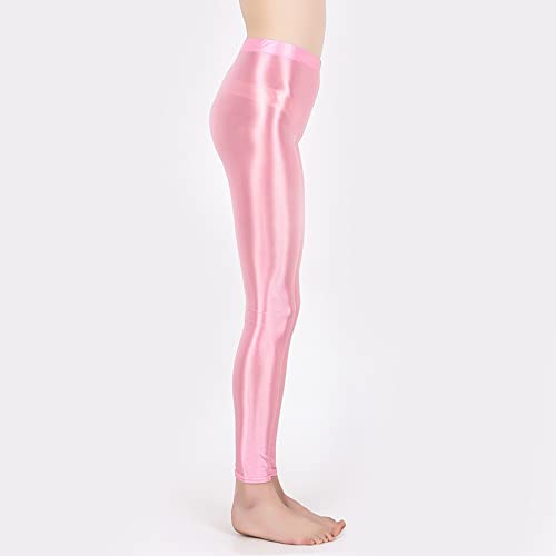 Image of cloudmall Women Sexy Semi Opaque Pantyhose Running Tights Yoga Leggings Oil Shiny Stocking