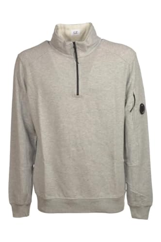 Image of C.P. COMPANY, Sweatshirt with Quarter Zip Closure High Neck Regular Fit 16CMSS035A-FELPAMezzaZip-M93Grey Size L, grey, L