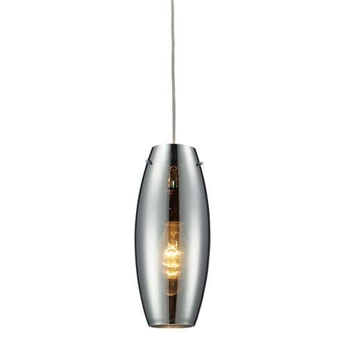 Elk 60064-1 Menlow Park 1-Light Pendant with Glass Shade, 5 by 12-Inch, Polished Chrome Finish