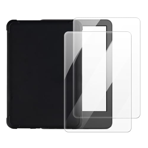 Cubierta protectora Kindle 2022 negra con vidrio templado de alta transparencia