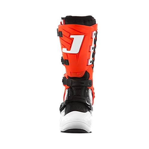 Jett Motocross, Bota Articulada para Piloto Adulto Unissex, Branco/Vermelho, 44