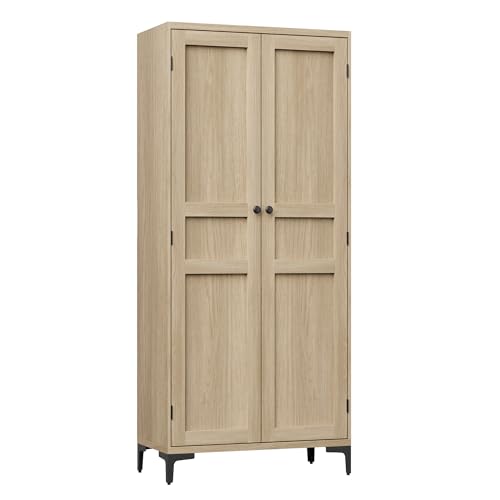 GarveeHome 63 Inch Tall Storage Cabinet, Kitchen Pantry Cabinet 5 Tier Bathroom Cabinet with 4 Doors Adjustable Shelves for Kitchen, Dining Room, Bathroom (Pear Wood, 2 Door with MDF)
