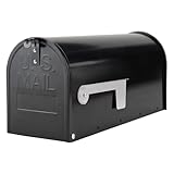 Black Post-Mount Mailboxes for Outside, RAINHOL Metal Mailbox, Galvanized Steel Outside Mail Boxes, Medium Capacity, 19 x 8.7 x 6.7 Inches