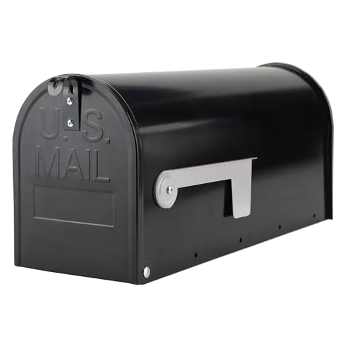 Black Post-Mount Mailboxes for Outside, RAINHOL Metal Mailbox, Galvanized Steel Outside Mail Boxes, Medium Capacity, 19 x 8.7 x 6.7 Inches