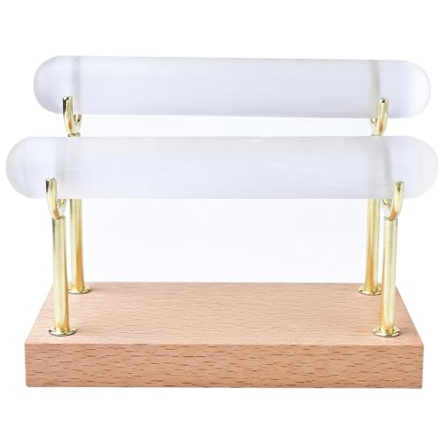 Support de bracelet en sélénite et bois, présentoir épuré chic