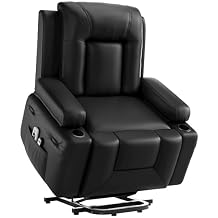Garvee Oversized Power Lift Recliner Chair - Heat and Massage, PU Leather Electric Lift Recliner for Elderly & Mobility Impaired, Adjustable Back and Legs, Heavy Duty Lift Chair for Seniors