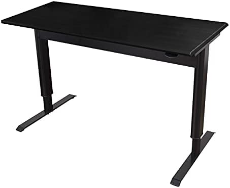 S STAND UP DESK STORE Pneumatic Adjustable Height Standing Desk Computer Workstation (Black Frame/Matte Black Top, 48in Wide