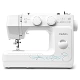 MEDION Freiarm-Nähmaschine MD 18205, 60 verschiedene Stichmuster, Knopfloch- und Einfädelautomatik, LED-Nählicht, umfangreiches Zubehör