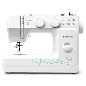 MEDION Freiarm-Nähmaschine MD 18205, 60 verschiedene Stichmuster, Knopfloch- und Einfädelautomatik, LED-Nählicht, umfangreiches Zubehör