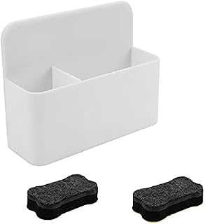 WANTOUTH Magnetic Marker Holder Whiteboard Pen Magnetic Holder Dry Erase Marker Holder with Two Magnetic Whiteboard Erasers for Whiteboards, Fridge, School Locker, Office and All Magnetic Surfaces