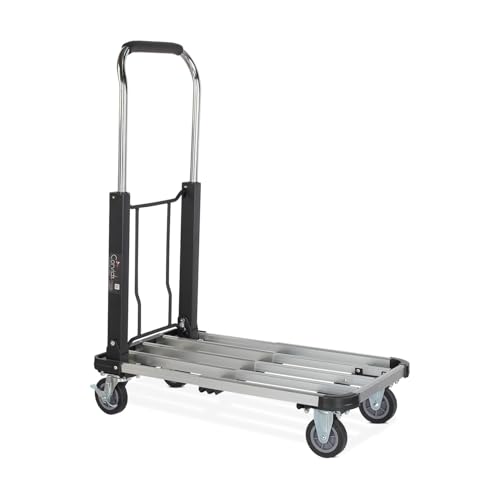 Corvids 150 Kg Portable Aluminium Extendable Hand Platform Trolley | 2-Year Warranty | Industrial Dolly Car with 360° Rotating Wheels and Locking Wheels for Home and Outdoor Use.